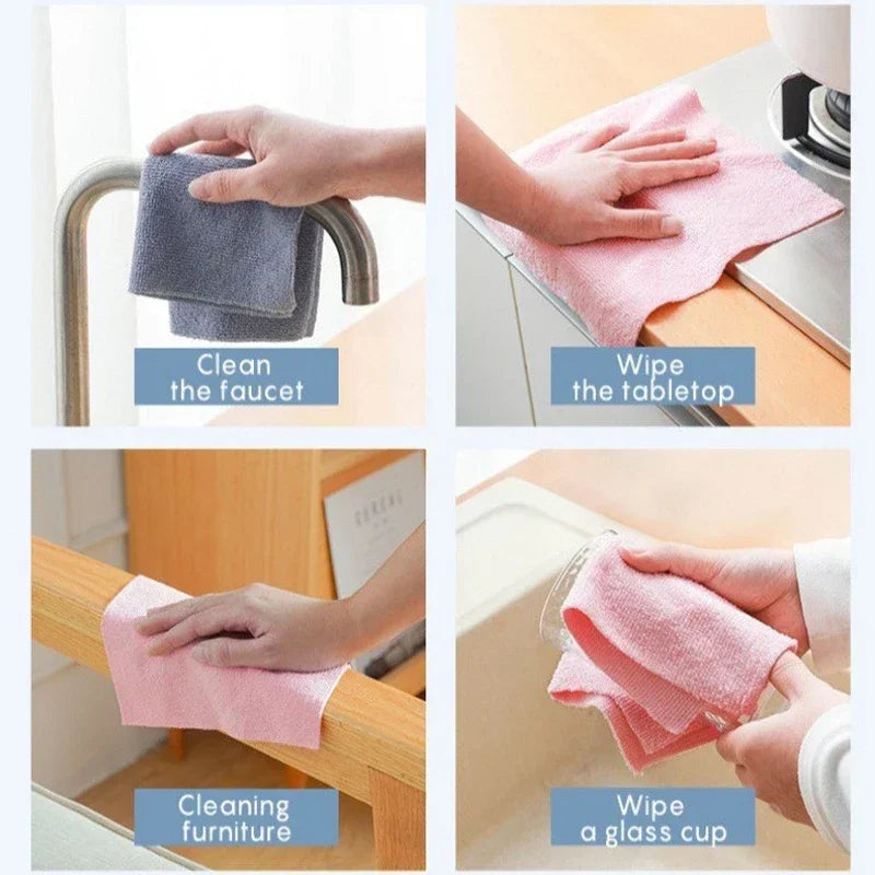 Reusable Microfiber Cleaning Cloth Roll – 20-Sheet Washable Kitchen Towels for Dishes & Household Use