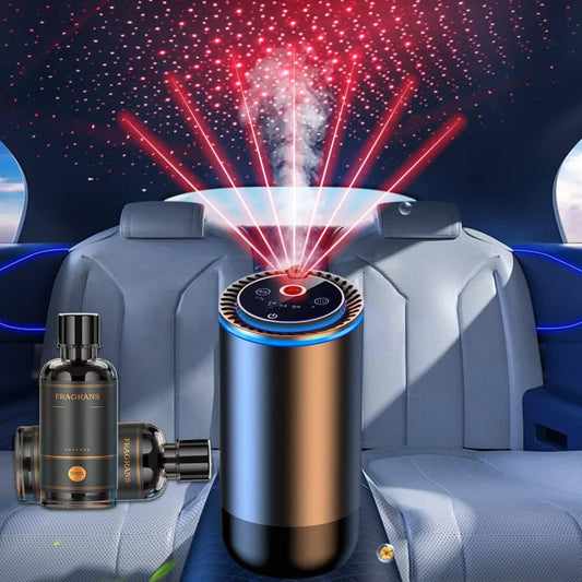Smart Car Air Freshener & Essential Oil Diffuser – 50ml Long-Lasting Aroma with Star Projector & Auto On/Off
