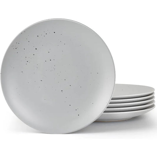 Moon Stoneware Dinner Plates – Set of 6 (10.5”) | Stylish Speckled Design, Microwave-Safe & Durable Kitchen Plates