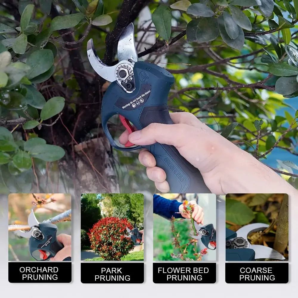 Hormy Gardens Brushless Electric Cordless Pruner: Efficient 12V BOSCH Battery-Powered Shears for Fruit Trees, Orchards, and Shrubs