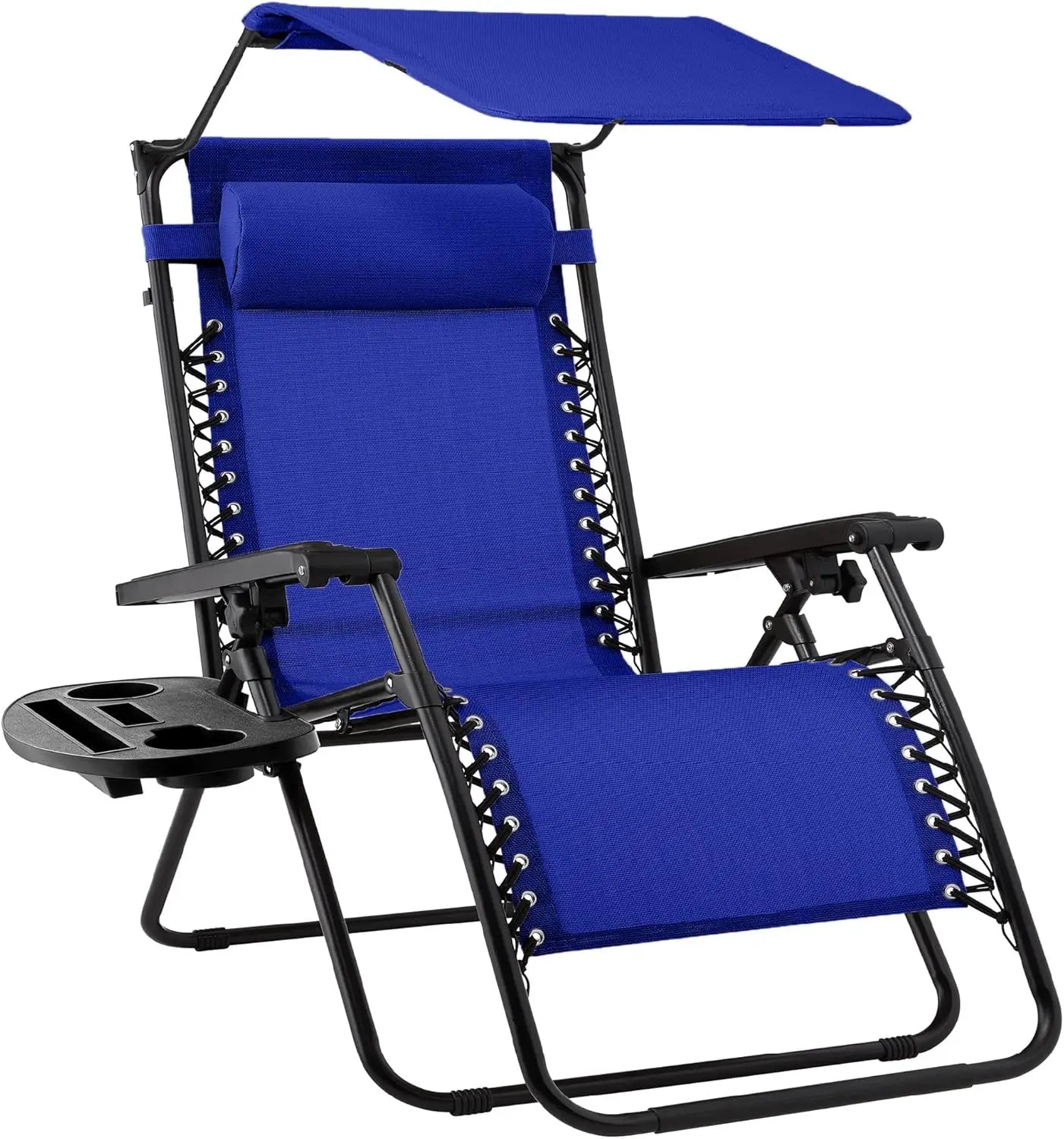 Folding Zero Gravity Recliner Chair – Outdoor Patio Lounge with Adjustable Canopy, Headrest & Side Tray