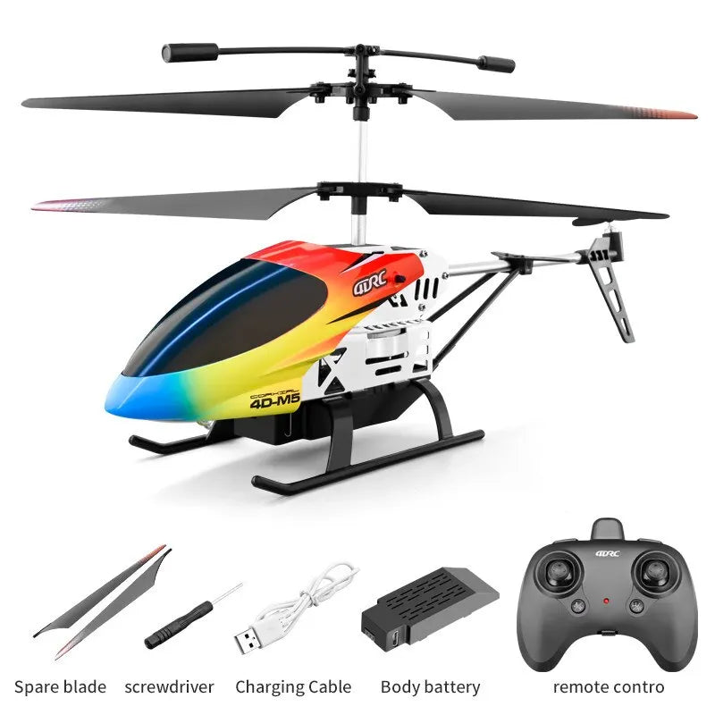 Enhanced M5 Remote Control Helicopter: Altitude Hold, 3.5 Channels, Gyro, LED Lights - Durable Airplane Drone Toy Gift