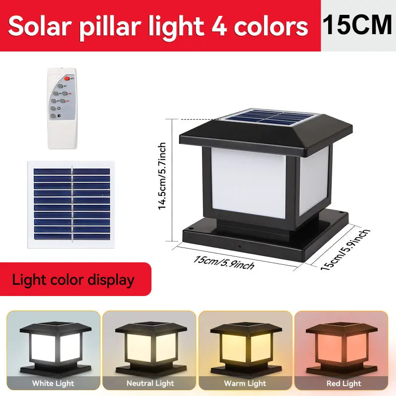 Solar Outdoor LED Column Light: Timed Dimming with Memory Function, Perfect for Garden and Patio Illumination