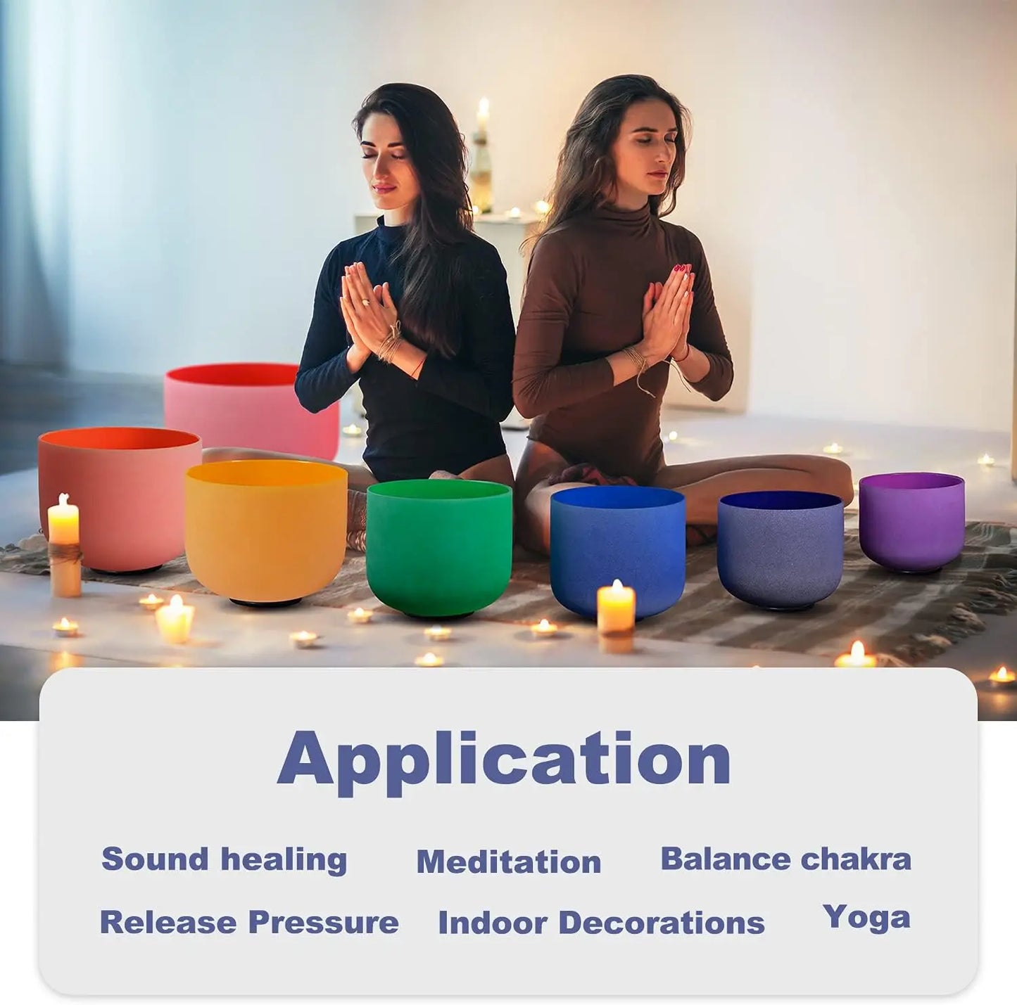 7-Piece Chakra Crystal Singing Bowl Set – 440Hz/432Hz Colored Quartz Sound Healing Bowls with Carrying Bags