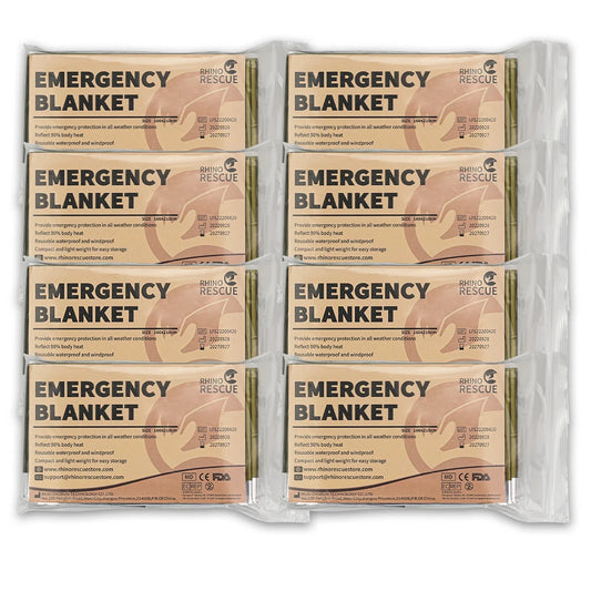 Rhino Rescue Emergency Survival Blanket – 210×160cm Thermal Heat Foil for Outdoor First Aid & Warmth