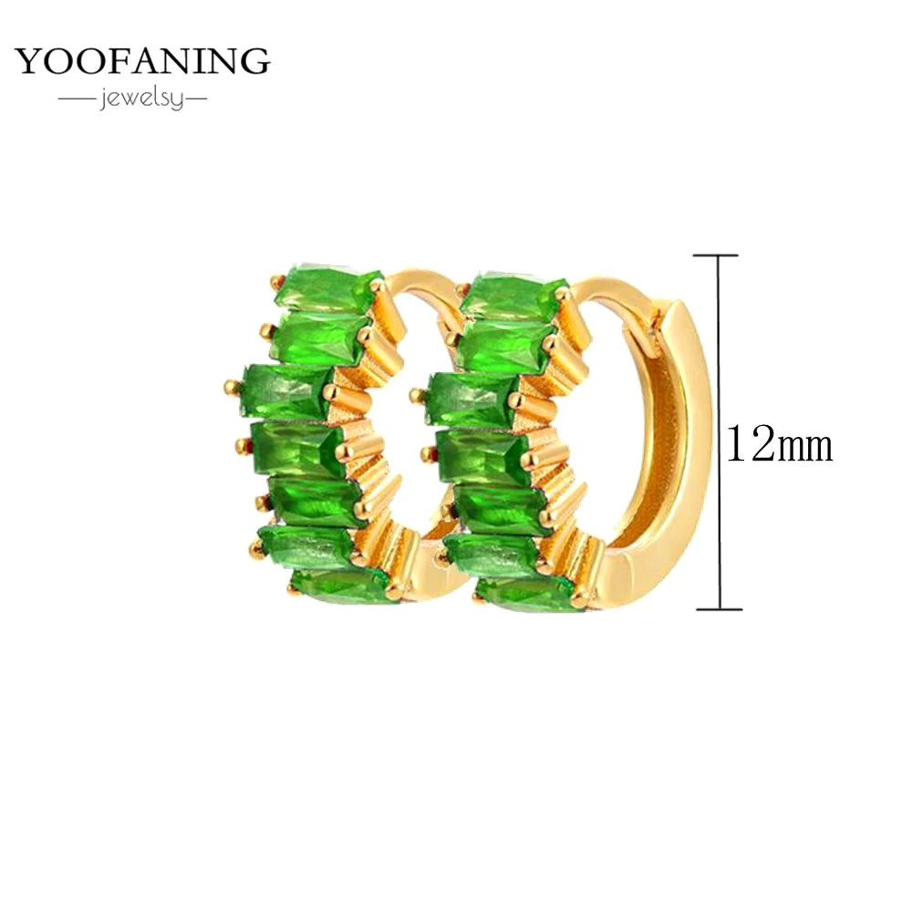 925 Sterling Silver Women's Earrings – Heart-Shaped Green Zircon Flower with Geometric Luxury Design