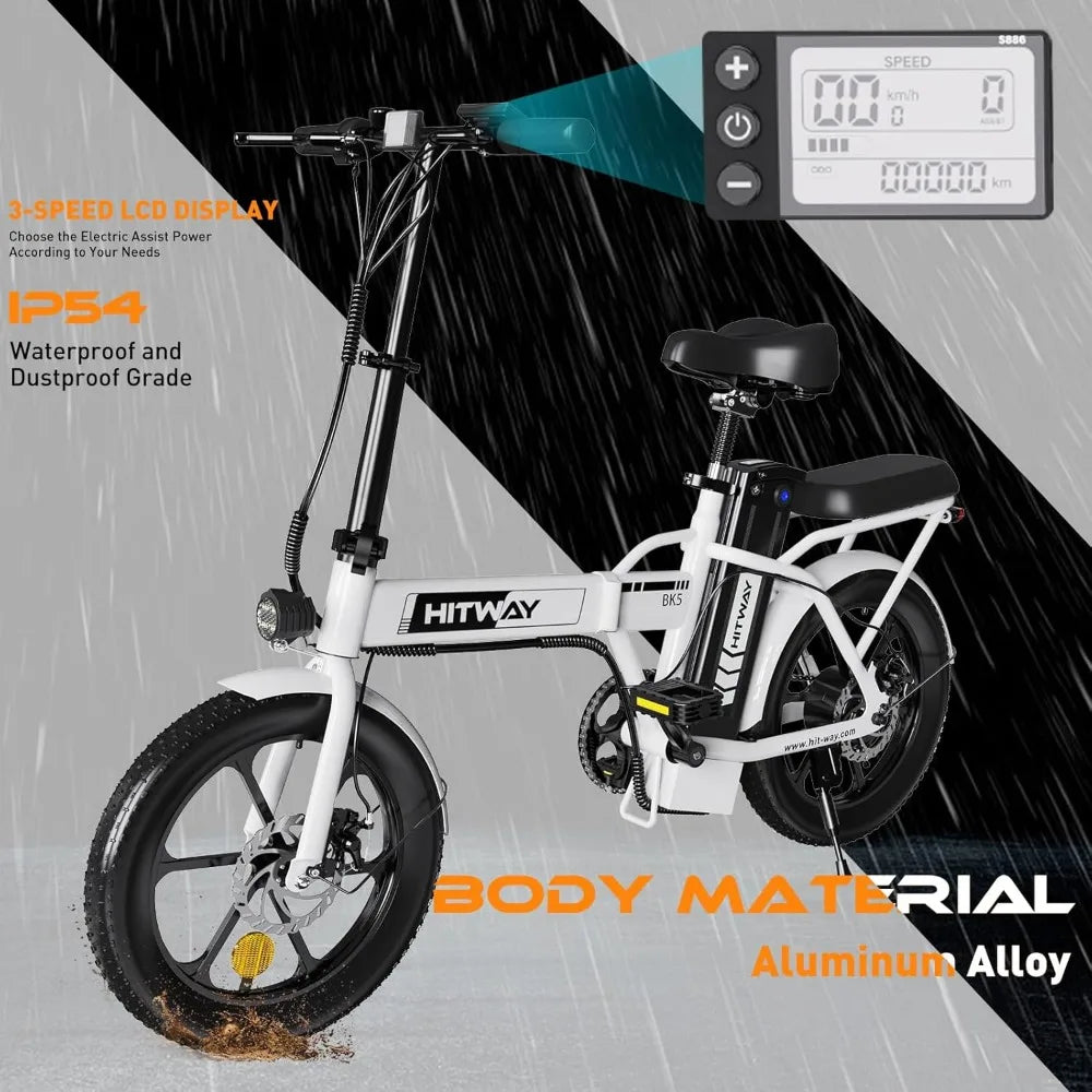 Foldable Electric Bike for Adults with 36V/12Ah Removable Battery, 16” Fat Tires, and All-Terrain E-Bike Design