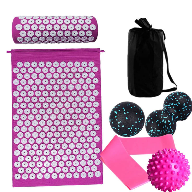 7-Piece Acupressure Mat & Pillow Set – Stress Relief, Back Pain Massage & Muscle Relaxation for Yoga and Recovery