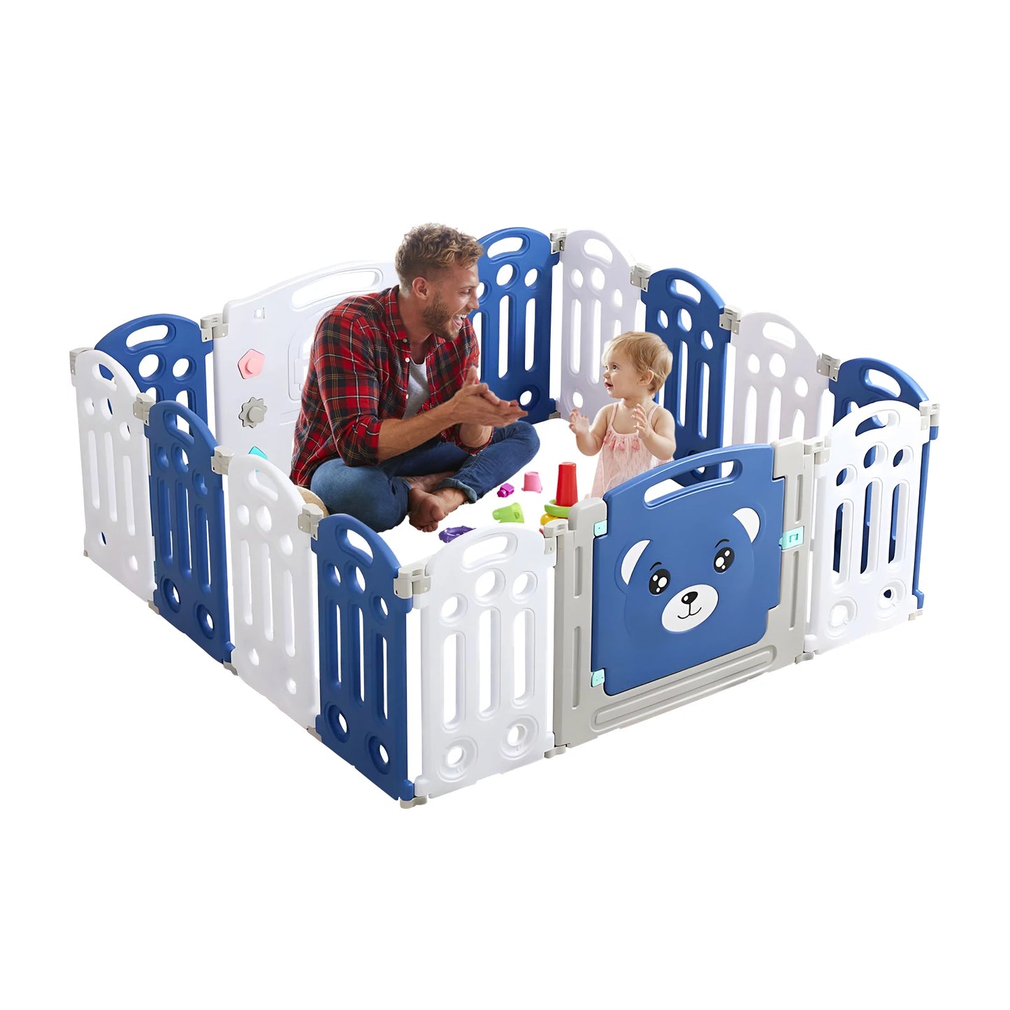 Portable Foldable Baby Playpen with Adjustable Shape, Secure Gate, and Indoor/Outdoor Safety Design