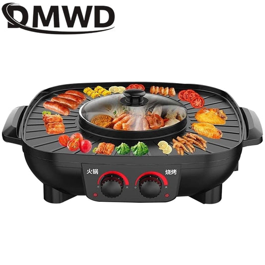 Your All-in-One Kitchen Companion: DMWD Electric Smokeless Grill & Korean Hot Pot