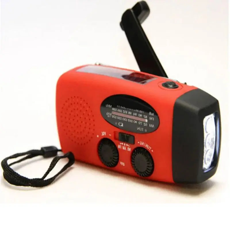 Versatile Solar Hand Crank Radio: FM/AM/WB NOAA Weather Radio with 2000mAh USB Charging, Emergency LED Flashlight, and Power Bank Functionality