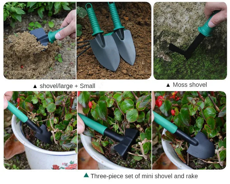 Set of 5/10 Garden Tools with Non-Slip Handles: Includes Anti-Rust Trowel, Cultivator, Pruning Shear, and Water Sprayer - Perfect Gardening Gift Kit