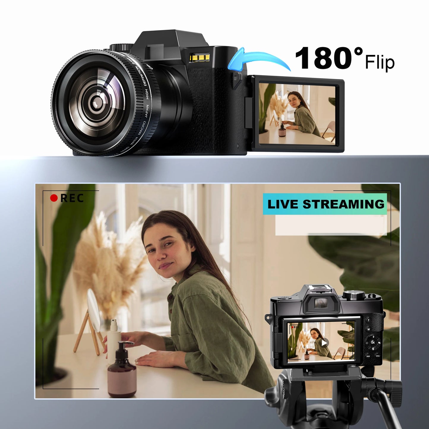 NBD Compact 4K Digital Camera – 48MP Camcorder with WiFi, 3" Flip Screen, and WebCam Functionality for Vlogging and YouTube Videos!