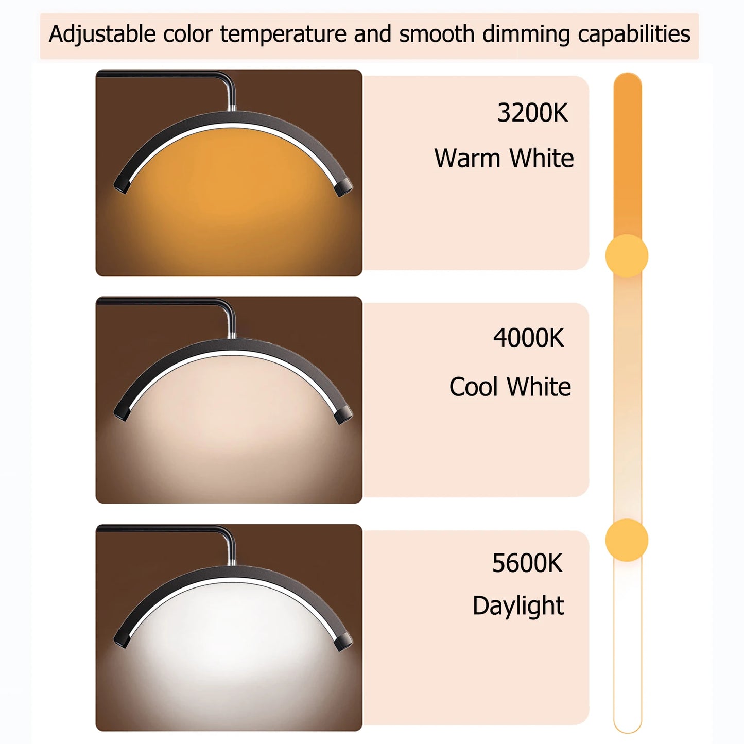 FOSOTO 45W LED Half-Moon Ring Light: Perfect for Photography, Beauty Salons, Tattoos, Lashes, & Nails – Includes Phone Clip!