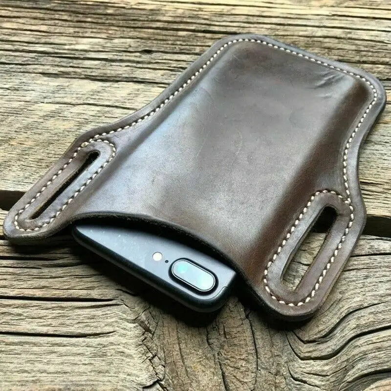 📱 Men's Phone Case Holster – Belt Loop Leather Waist Bag | Travel, Camping & Everyday Carry