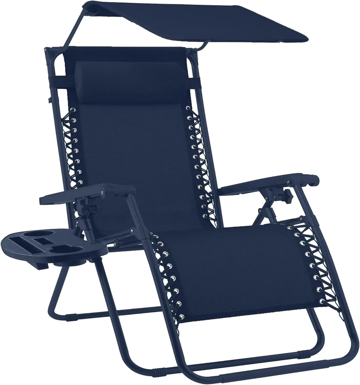 Folding Zero Gravity Recliner Chair – Outdoor Patio Lounge with Adjustable Canopy, Headrest & Side Tray