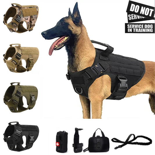 Tactical Dog Harness and Leash Set – Military Training Vest for German Shepherd, Golden Retriever & All Breeds