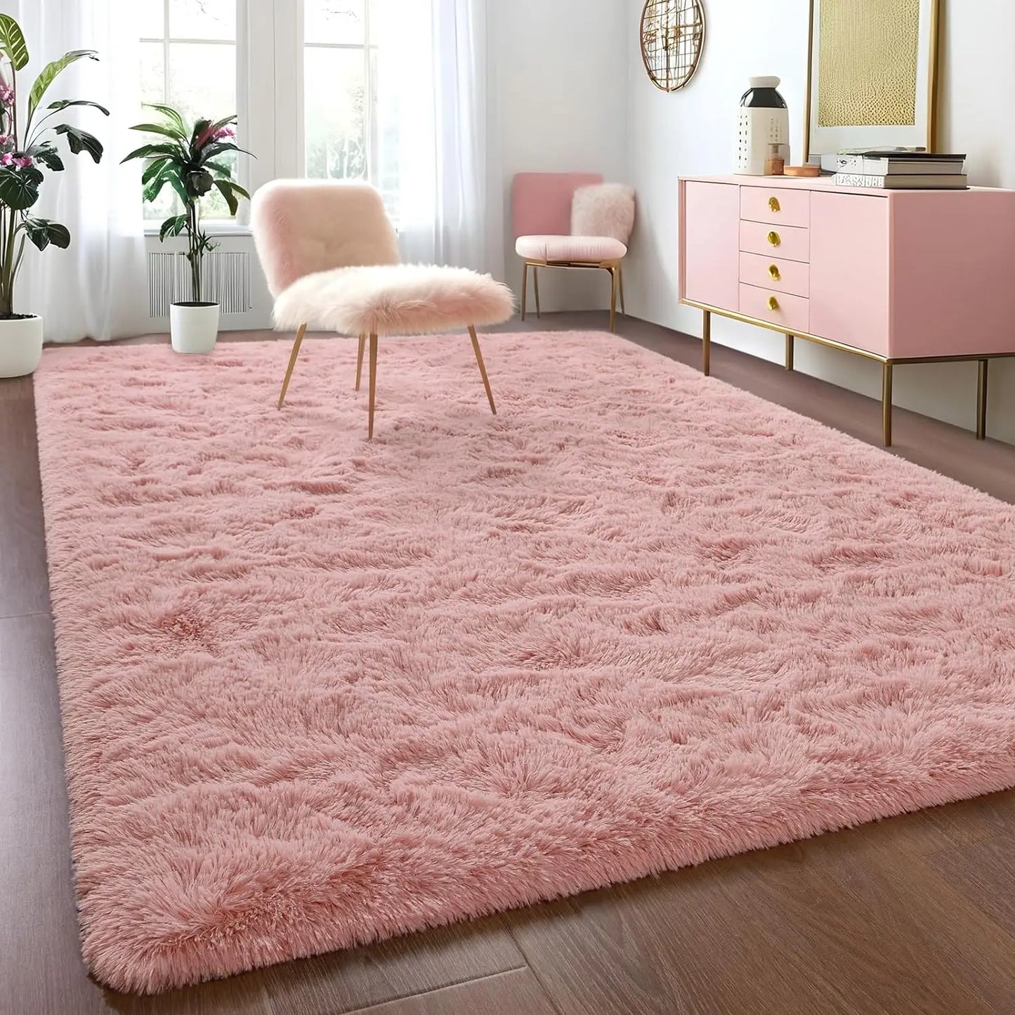 Fluffy Area Rug – Soft Fuzzy Bedroom & Living Room Carpet, Non-Slip Design for Kids' Rooms & Hardwood Floors