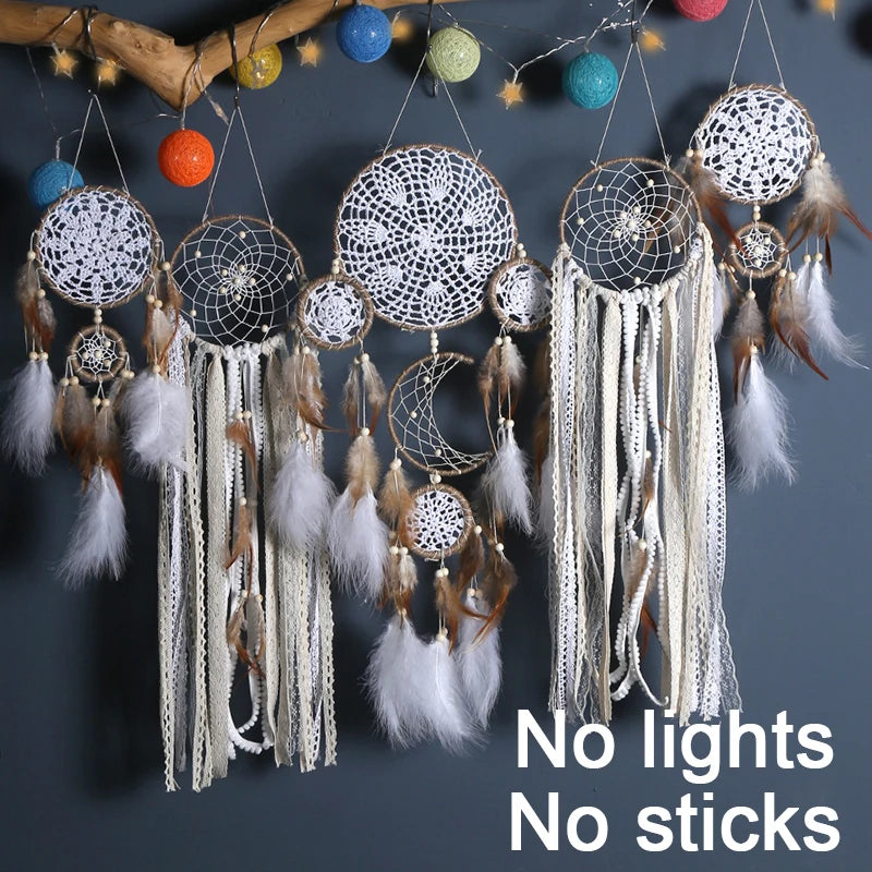 Handmade Indian-Style Dream Catcher – Feathered Craft Wall Hanging for Home Decoration, Room Decor, and Wind Chime Dreams