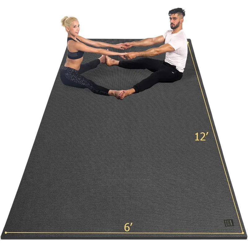 GXMMAT Large Yoga Mat 12'x6'/10'x6'/6'x8'(7mm), Extra Thick Workout Mats for Home Gym Flooring