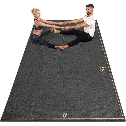 GXMMAT Large Yoga Mat 12'x6'/10'x6'/6'x8'(7mm), Extra Thick Workout Mats for Home Gym Flooring