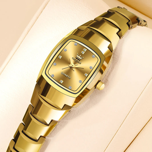Ladies Waterproof Gold Luxury Watch – Elegant Stainless Steel Quartz Wristwatch Gift
