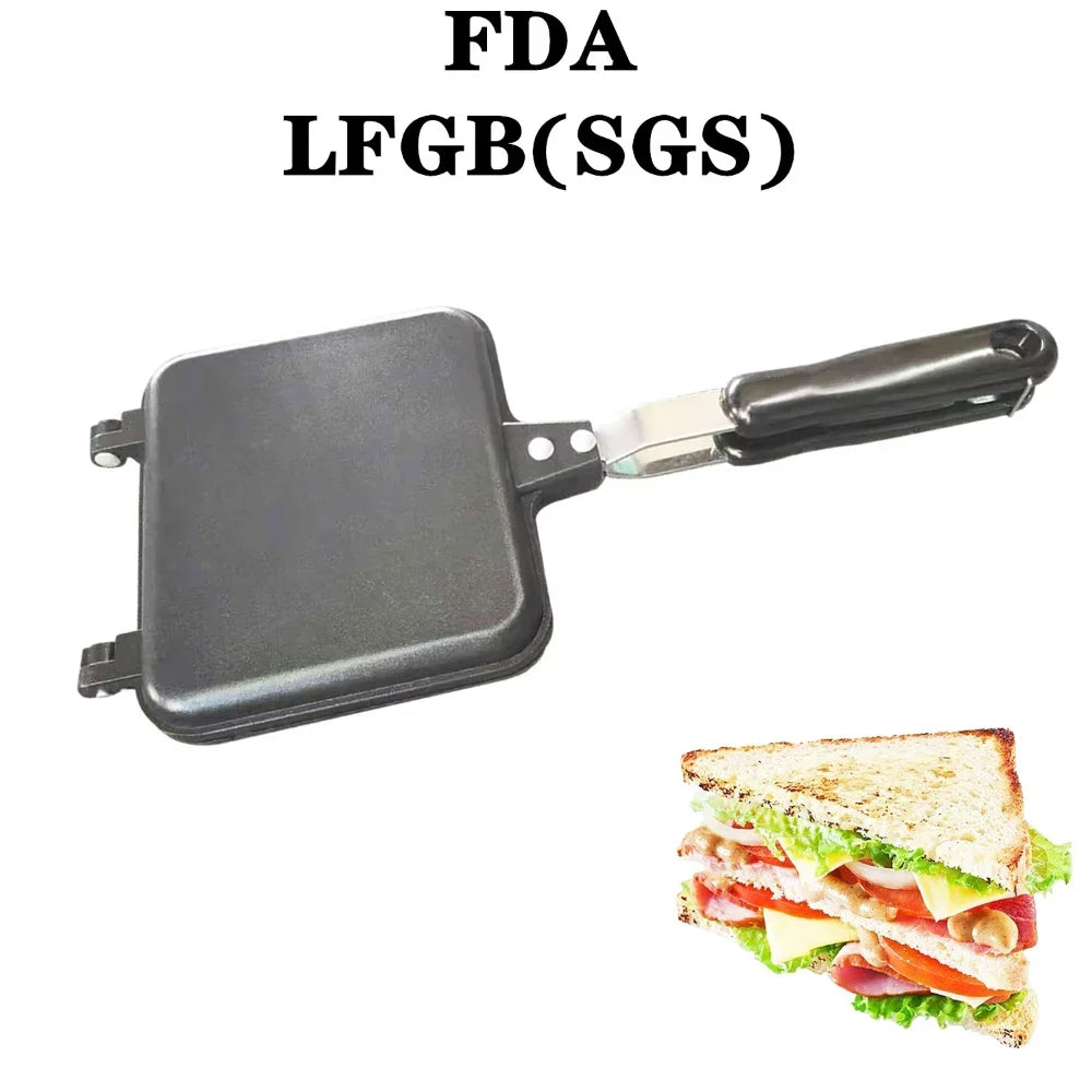 Gas Non-Stick Sandwich Maker: Iron Bread Toast Breakfast Machine, Waffle and Pancake Baking, Barbecue Oven Mold, Grill, and Frying Pan