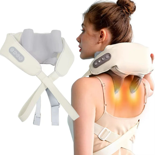 Tuhopeta 6D Neck & Shoulder Massager – Deep Tissue Shiatsu with Kneading & Squeeze Function for Trapezius and Back Muscles