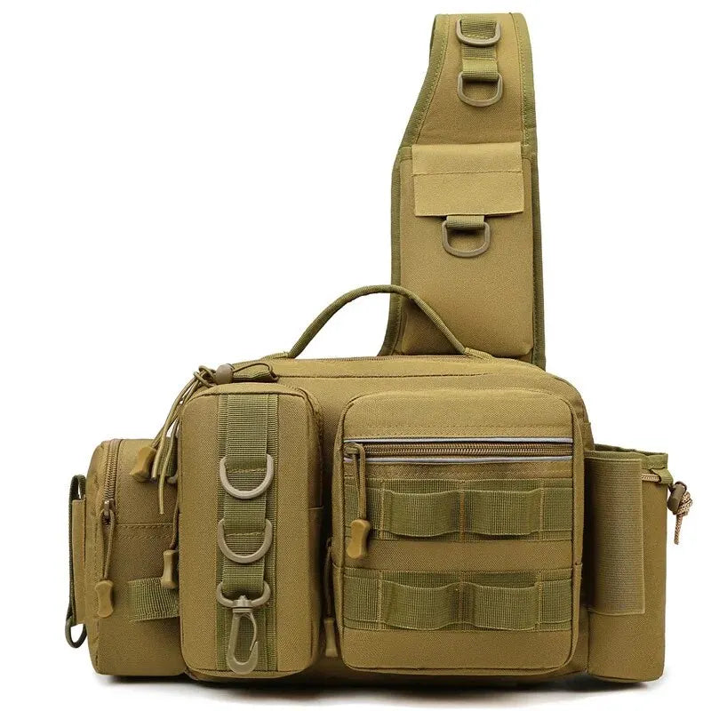 Fishing Tackle Backpack with Rod Holder – Multi-Functional Gear Bag with Lure Boxes & Sling Strap for Men