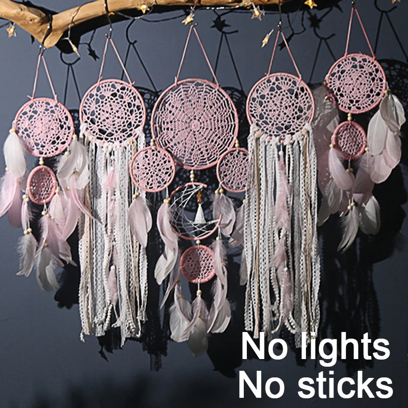 Handmade Indian-Style Dream Catcher – Feathered Craft Wall Hanging for Home Decoration, Room Decor, and Wind Chime Dreams