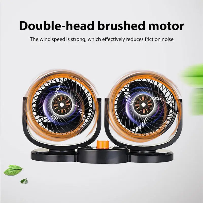 Dual Head USB Car Fan | Adjustable Strong Wind Electric Dashboard Cooling Air Circulator for Ultimate Comfort