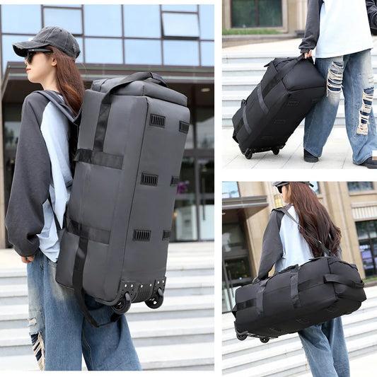 Foldable Wheeled Travel Duffel Bag – Large Capacity Rolling Luggage for Camping, Hiking, Sports & Car Travel