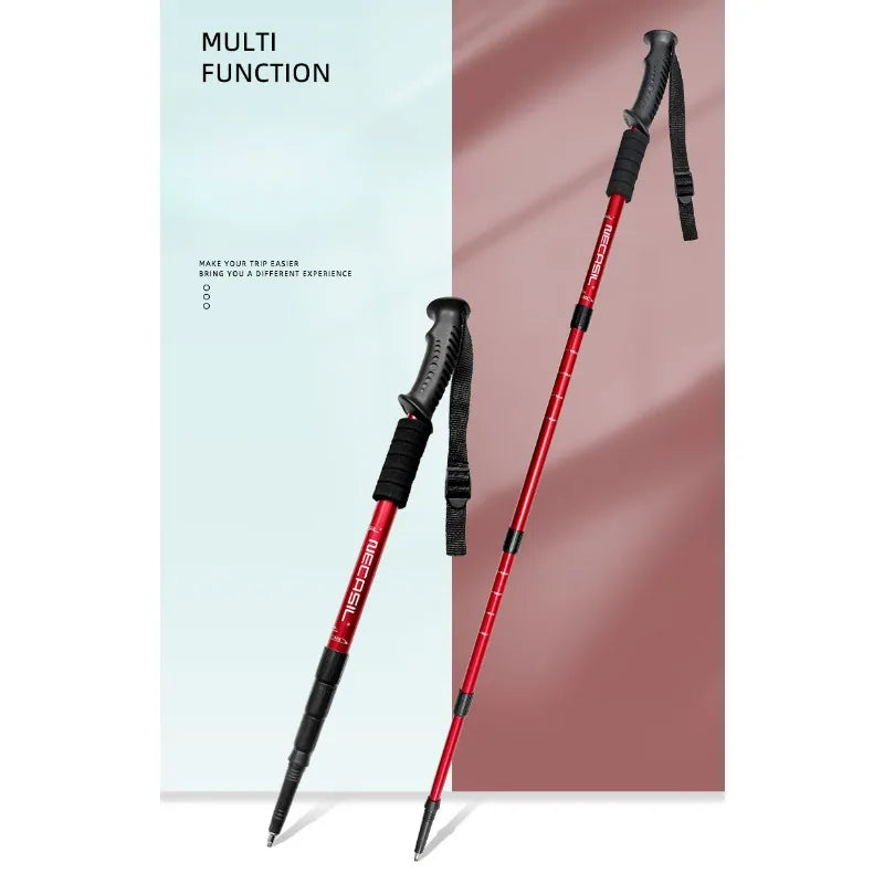 Experience Ultimate Stability: Ultralight Aluminum Alloy Telescopic Hiking Poles with Shock Absorber - Your Reliable Trekking Companion