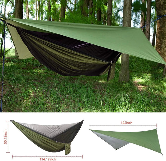 🏕️ Camping Hammock with Rain Shelter – Portable Outdoor Tent for One or Two People