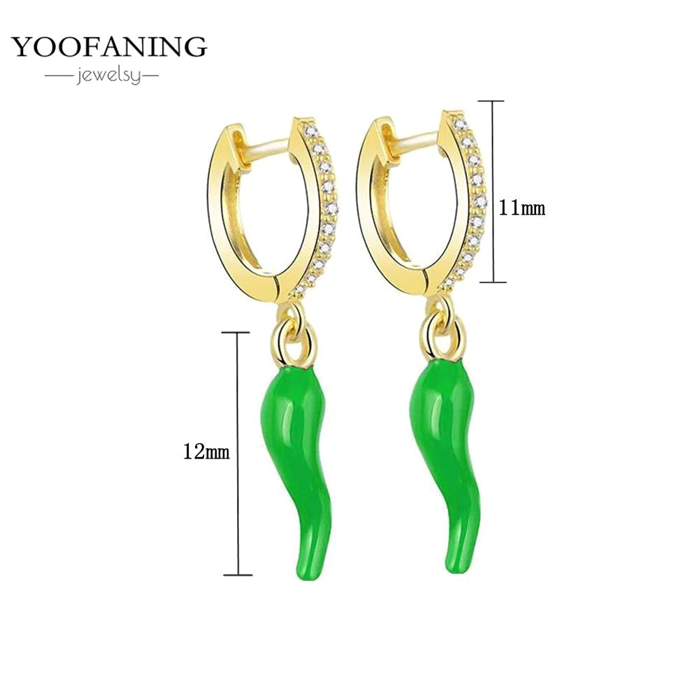 925 Sterling Silver Women's Earrings – Heart-Shaped Green Zircon Flower with Geometric Luxury Design