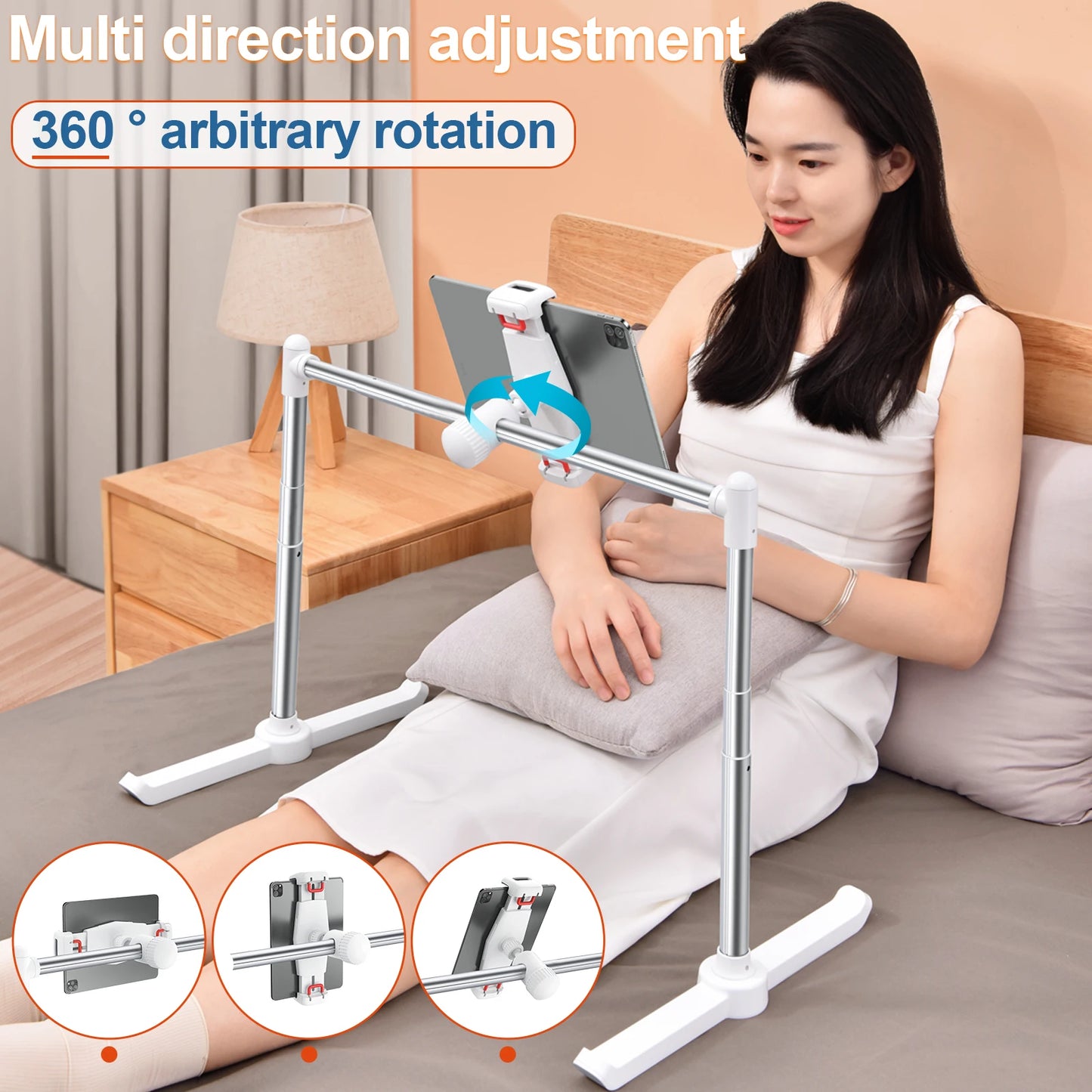 Adjustable Phone & Tablet Holder – Foldable Desktop Stand for Bed, Sofa, or Office Use