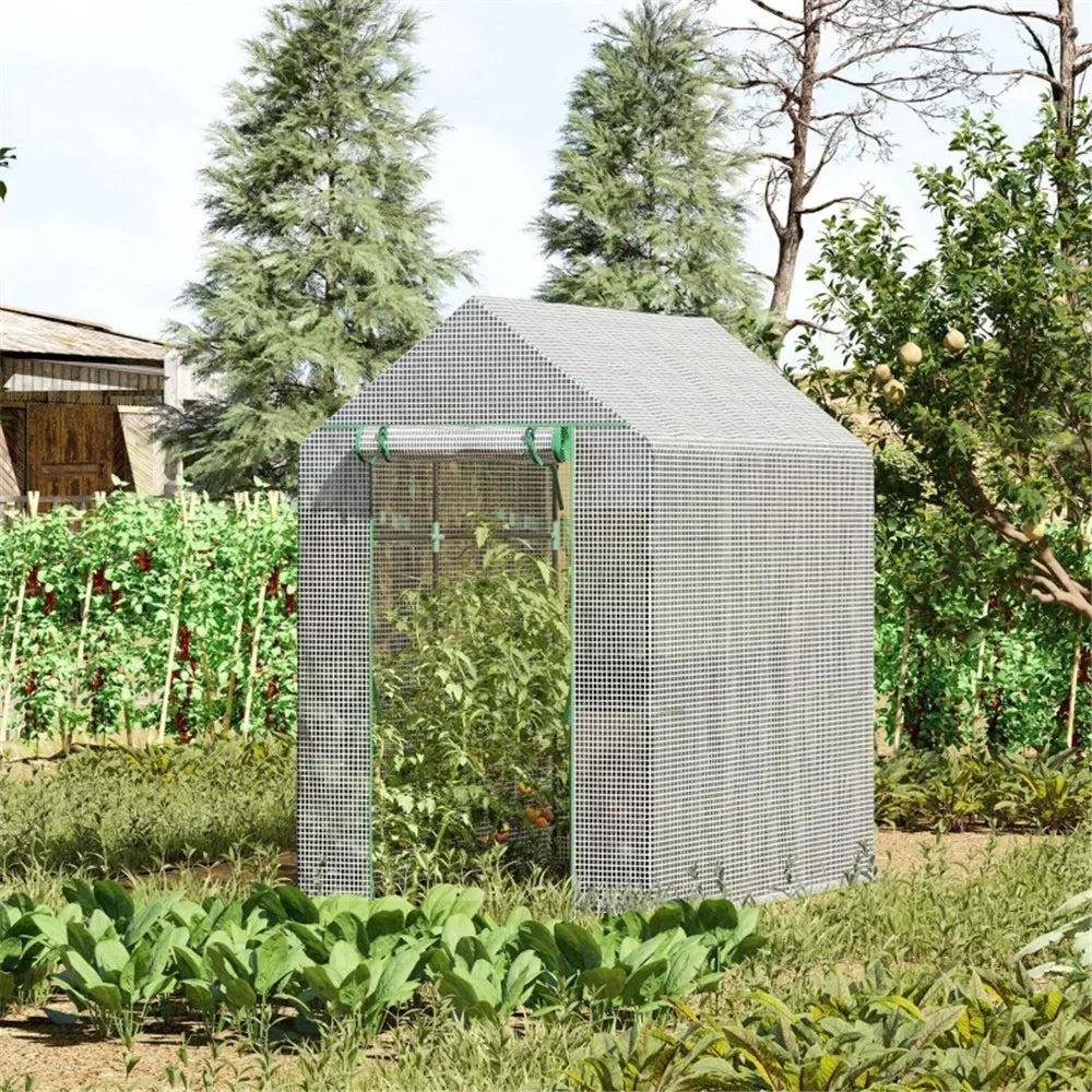 Spacious Walk-In Greenhouse with Roll-Up Door for All-Season Plant Protection
