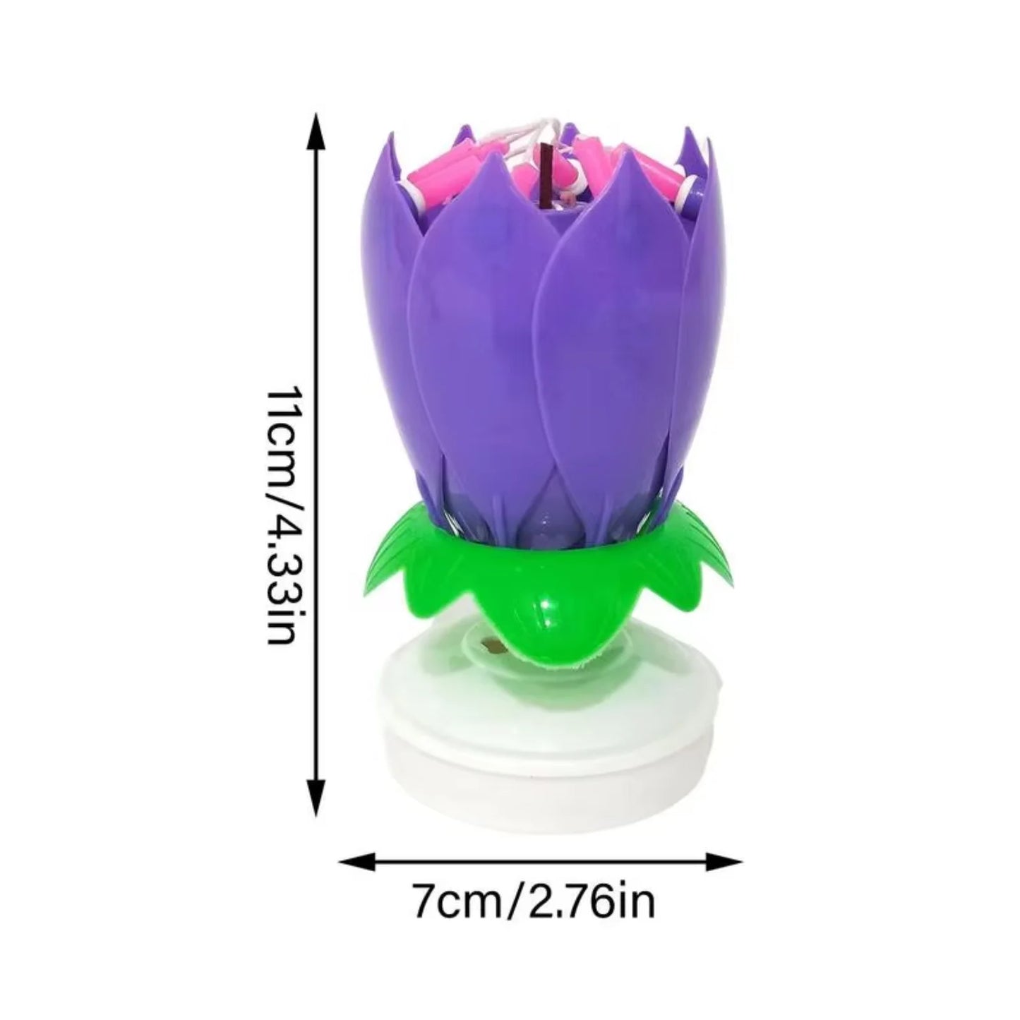 Rotating Lotus Music Candle – Artificial Blossom Candle for Birthday Cake Decoration with Flat Bottom Design