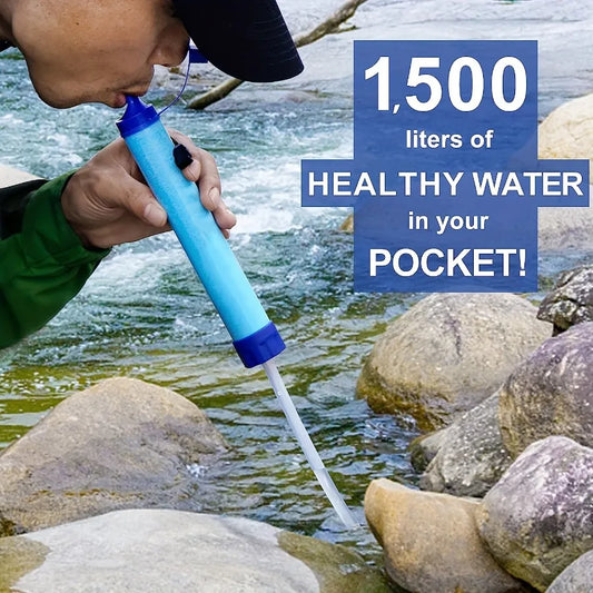 Portable Water Filter Straw: Personal Filtration System for Emergency Survival, Camping, Hiking, and Climbing - Single Unit