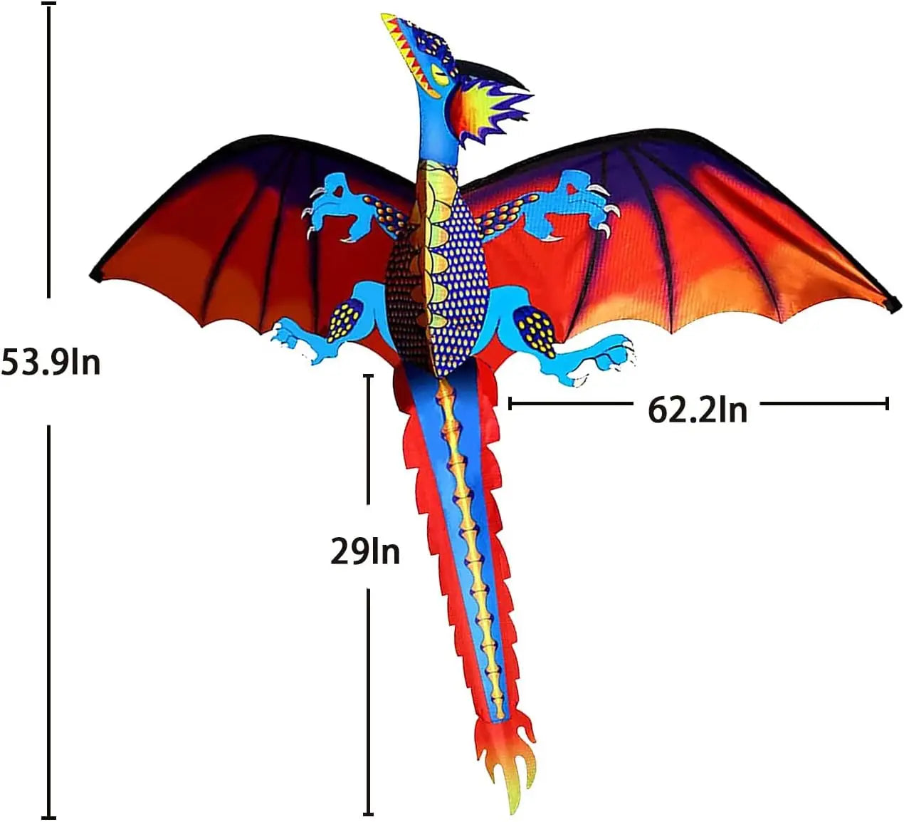 New High-Quality Classical Dragon Kite – 140cm x 120cm Single Line with Tail, Includes Handle and String, Great Flying Kite by Hengda