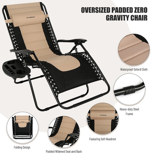 Adjustable Outdoor Folding Lounge Chair – Waterproof Oxford Fabric, Padded Recliner with Headrest for Patio or Camping