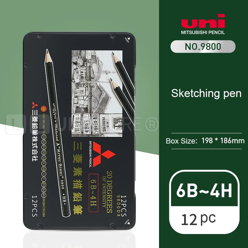 Uni Sketch Graphite Pencil Set – Smooth Drawing Tools from Japan, Artist Accessories for Shading & Sketching