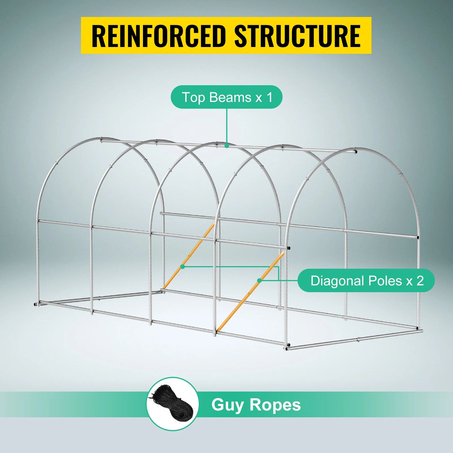 VEVOR Walk-in Tunnel Greenhouse: Galvanized Frame with Waterproof Cover - Available in Various Sizes (15x7x7/10x7x7/20x10x7/12x7x7 ft)