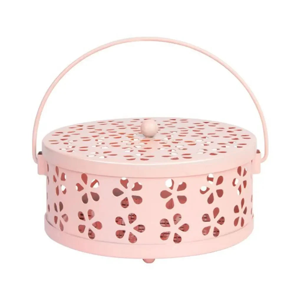 Portable Mosquito Coil Holder with Lid & Handle – Metal Incense Burner for Home, Patio & Camping Use