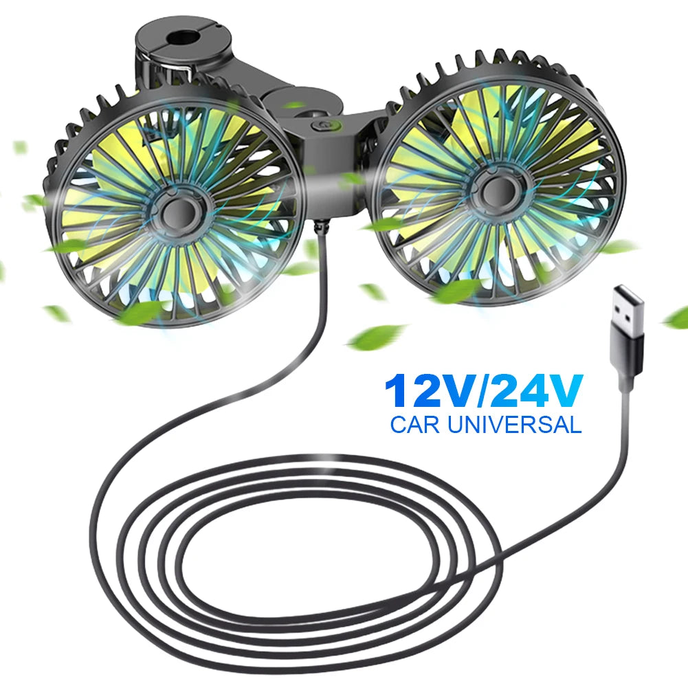 Beat the Heat: Adjustable USB Car Seat Fan with Dual Heads & Strong Wind Power