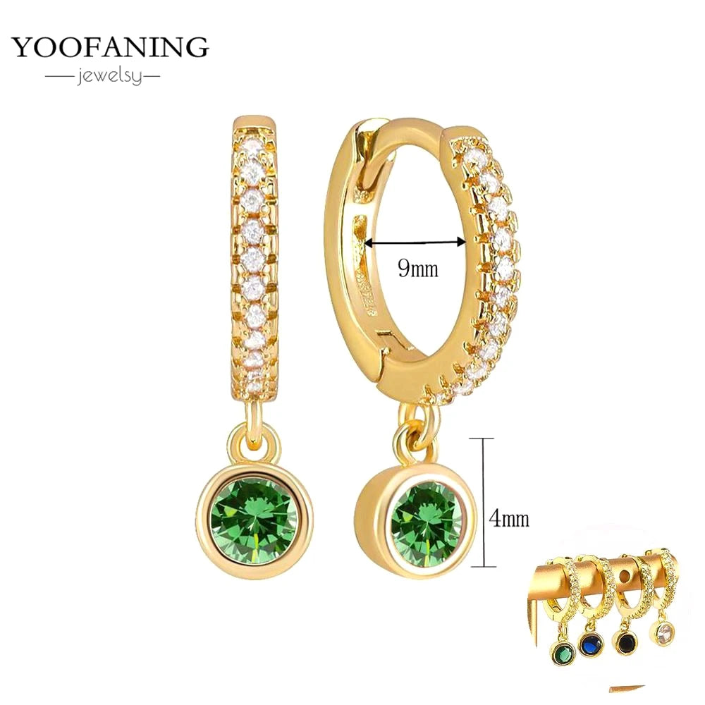 925 Sterling Silver Women's Earrings – Heart-Shaped Green Zircon Flower with Geometric Luxury Design