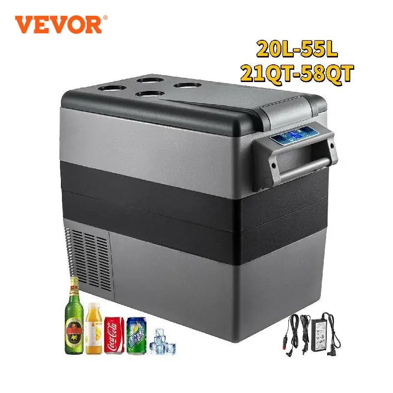 VEVOR Portable Car Refrigerator - 20L to 55L Mini Fridge Freezer with Compressor, 12/24V DC & 110-240V for Camping & Travel!