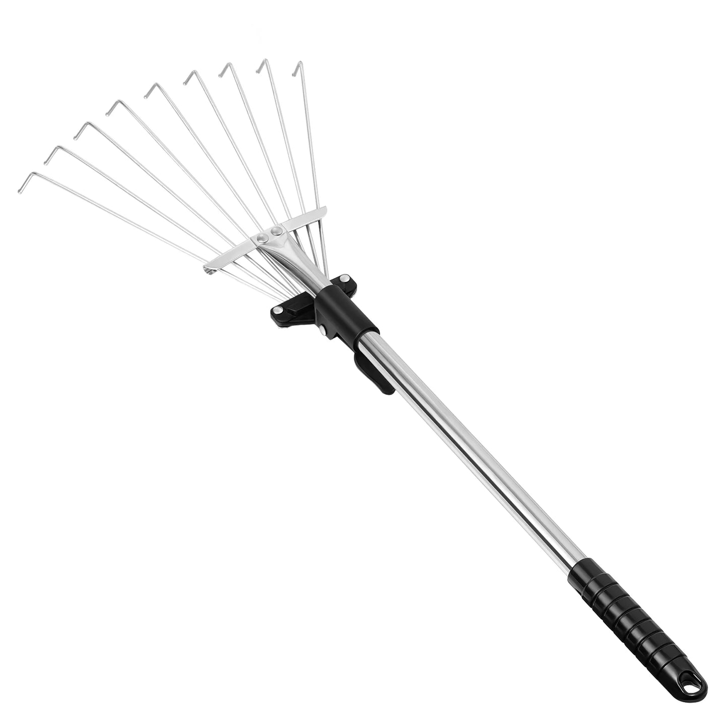 TOYANDONA Telescopic Metal Rake: Adjustable Retractable Gardening Tool for Leaves on Lawn and Yard