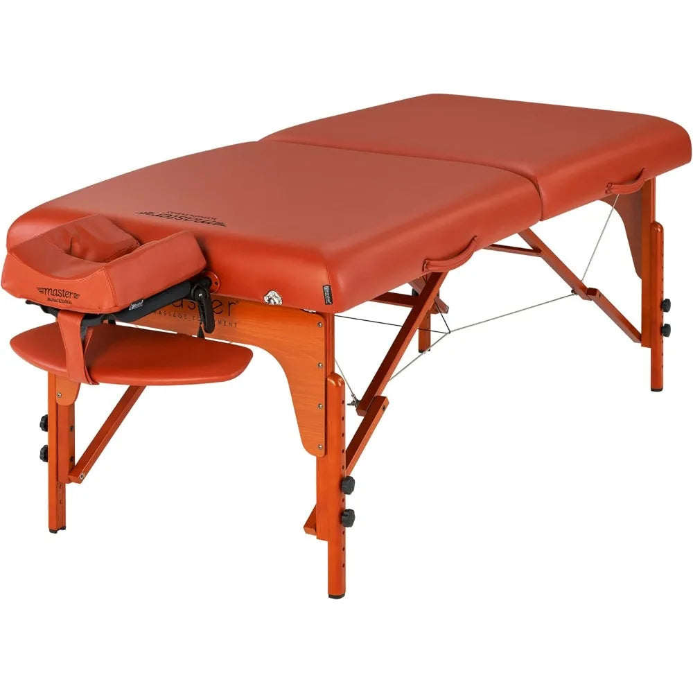 Master Massage 31" Santana Pro Portable Massage Table Package – Memory Foam Cushioning, Reiki Leg Panels, Mountain Red Finish