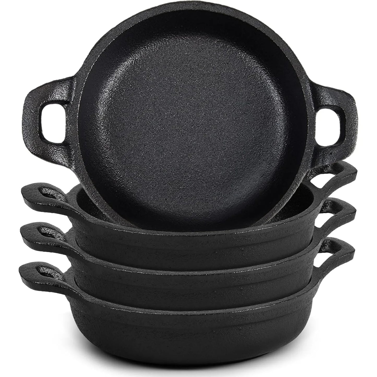 Mini Cast Iron Frying Pan Set – 2-Piece, 5" x 5" x 1.3", Black, Oven-Safe Skillets for Indoor/Outdoor Cooking, Kitchen & Picnic Use